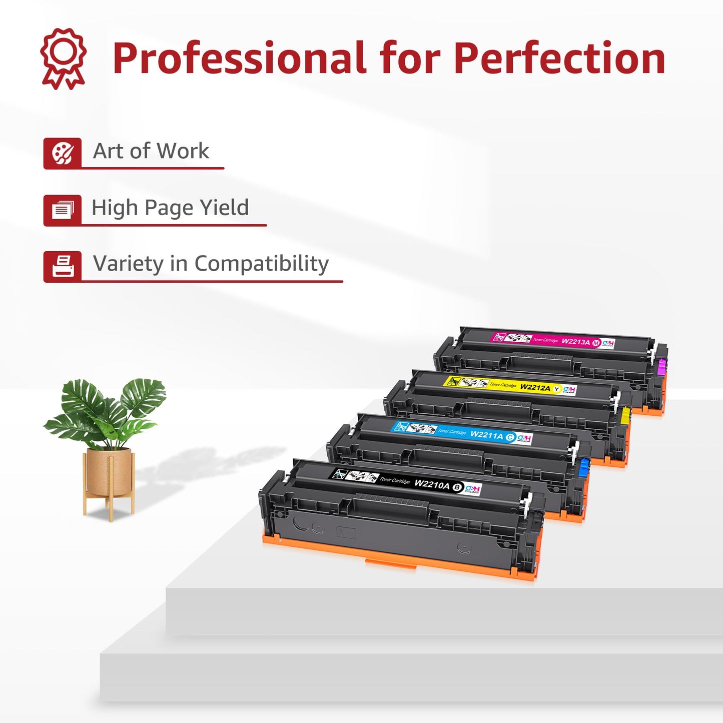 OFFICE HELPER 4-pack 207A (W2210A) toner compatible with HP Color Laserjet Pro MFP M283fdw, M283fdn, M255dw, M255nw, M282nw, W2210X (no chip)