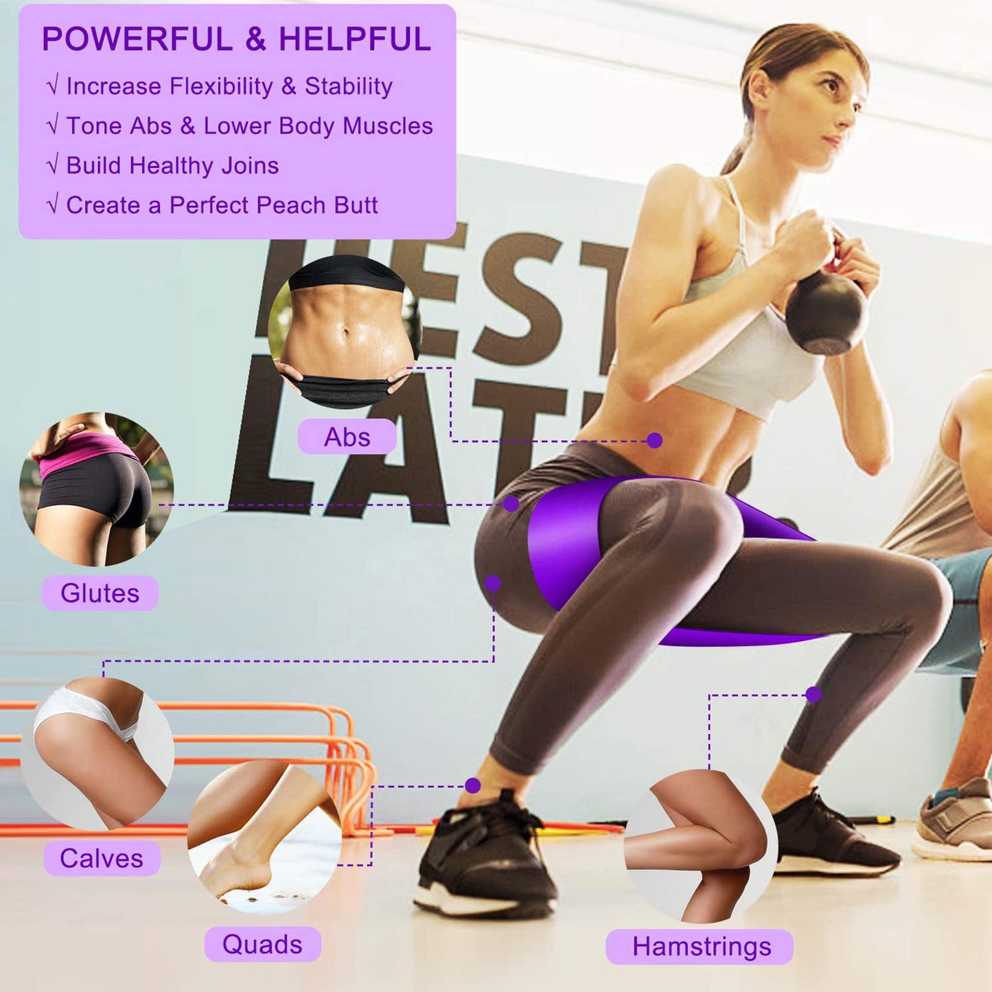 Set of 3 fitness bands resistance bands elastic stretching exercise bands for yoga, strength training, muscle building, and Pilates fitness band class.