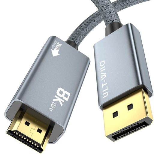 8K@60Hz DisplayPort to HDMI cable, 3M, DP 1.4a to HDMI 2.1 video cable, supports 8K, 4K@120Hz/144Hz, 2K@240Hz, HDR, Dolby Vision, HDCP 2.3, DSC 1.2a for PC, HP, ASUS, DELL, AMD, NVIDIA.