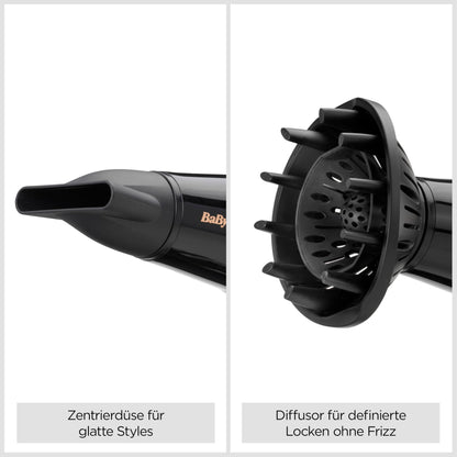Babyliss Cordkeeper 2000 Ionic Hair Dryer D373E with unique cord retraction feature in the handle, 2000 watts, Black