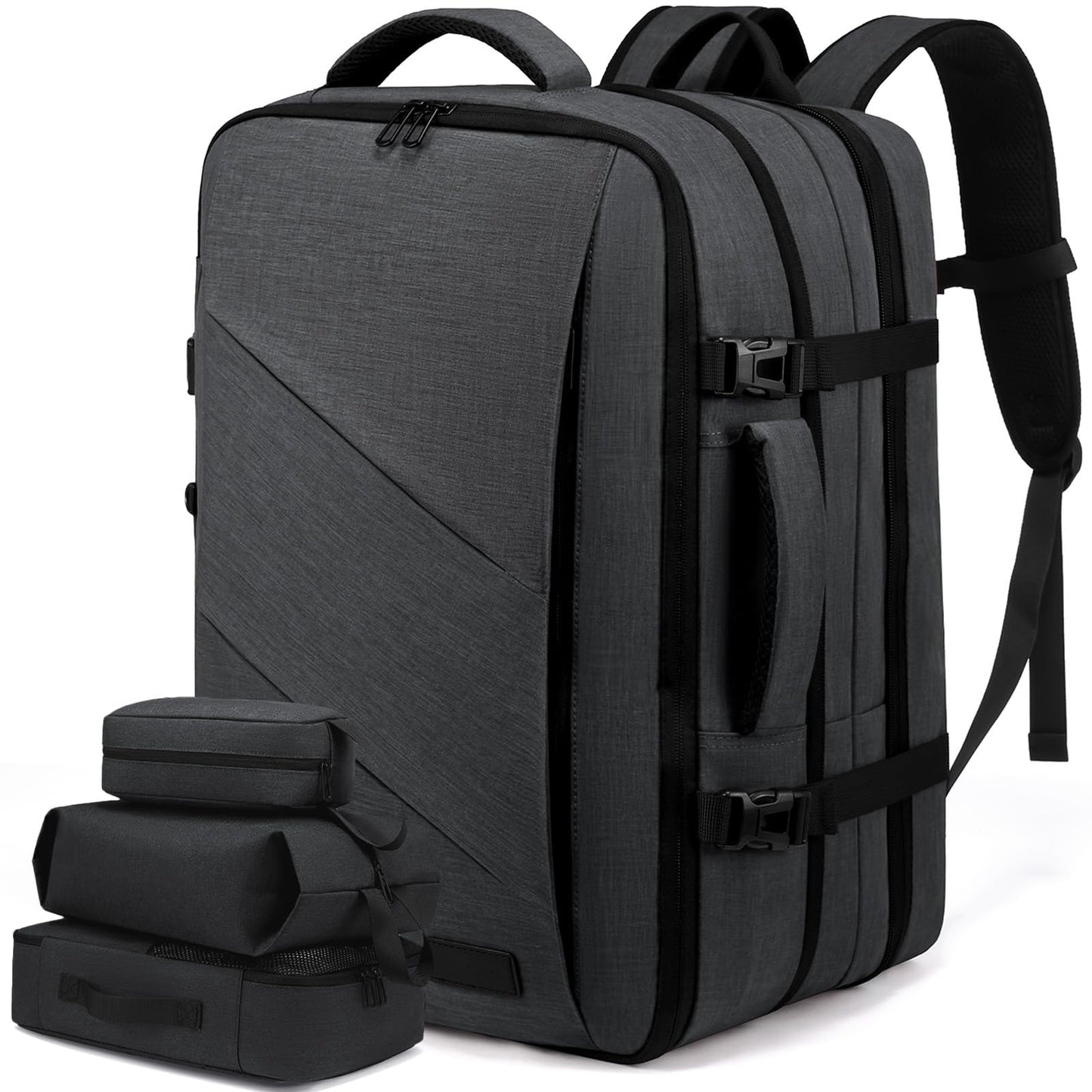 LOVEVOOK Travel Backpack for Airplane, Laptop Backpack for 17.3 inch, Expandable Carry-On Backpack for Men Women, Large 30L-40L Business Travel Backpack for Weekender, Gray