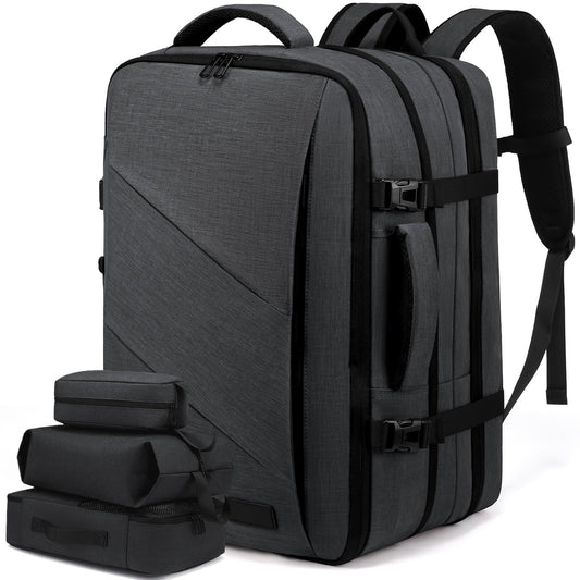 LOVEVOOK Travel Backpack for Airplane, Laptop Backpack for 17.3 inch, Expandable Carry-On Backpack for Men Women, Large 30L-40L Business Travel Backpack for Weekender, Gray