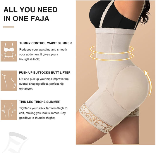 FeelinGirl Women's Shapewear Panty with Tummy Control Effect Shapes instantly and Tightens effectively, XL (EU 46-48), Beige with Zipper