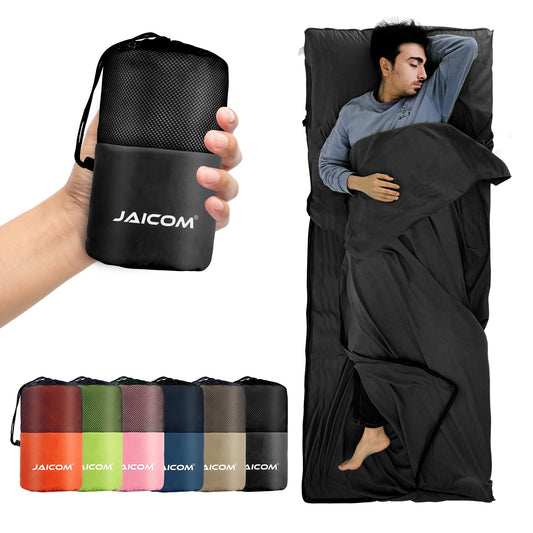 JAICOM Hut sleeping bag, ultra light silk sleeping bag for travel, 2in1 hut sleeping bag, comfortable and soft sleeping bag small packing size made of microfiber, ideal for backpacking, hotels