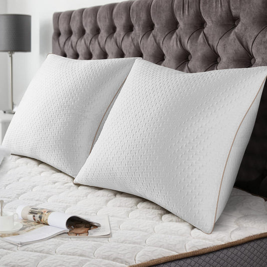 BedStory 80x80 Pillows 2-Pack with removable bamboo fiber cover, anti-dust mite and antibacterial. Pillows filled with 1500g x 2 microfibers, hypoallergenic, comfortable, soft, and breathable.