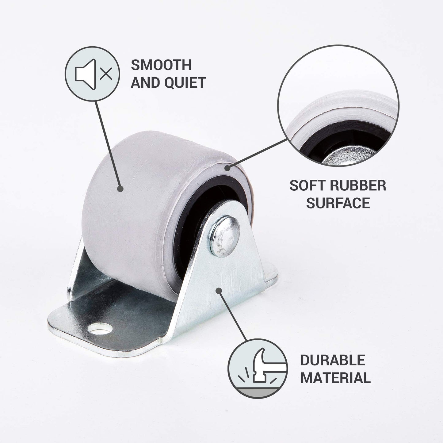 (Pack of 50) 30mm rubber wheel plastic swivel caster double rollers metal with plate furniture appliance & accessories small mini wheels set