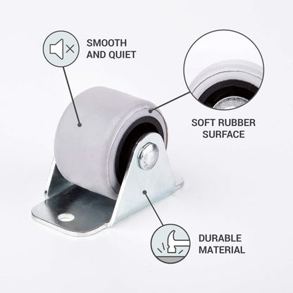 (Pack of 50) 30mm rubber wheel plastic swivel caster double rollers metal with plate furniture appliance & accessories small mini wheels set