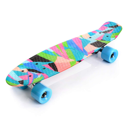 Meteor skateboard kids mini cruiser kickboard for girls and boys. Vintage mini board for children in various colors.