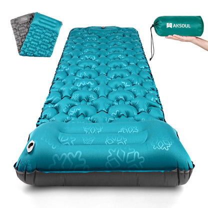 Ultralight Camping Inflatable Outdoor Sleeping Pad: 10CM High Lightweight Self Inflating Air Mattress - Compact & Portable - Anti-Ripstop & Waterproof Camping Mat for Hiking Travel Backpacking (Blue)