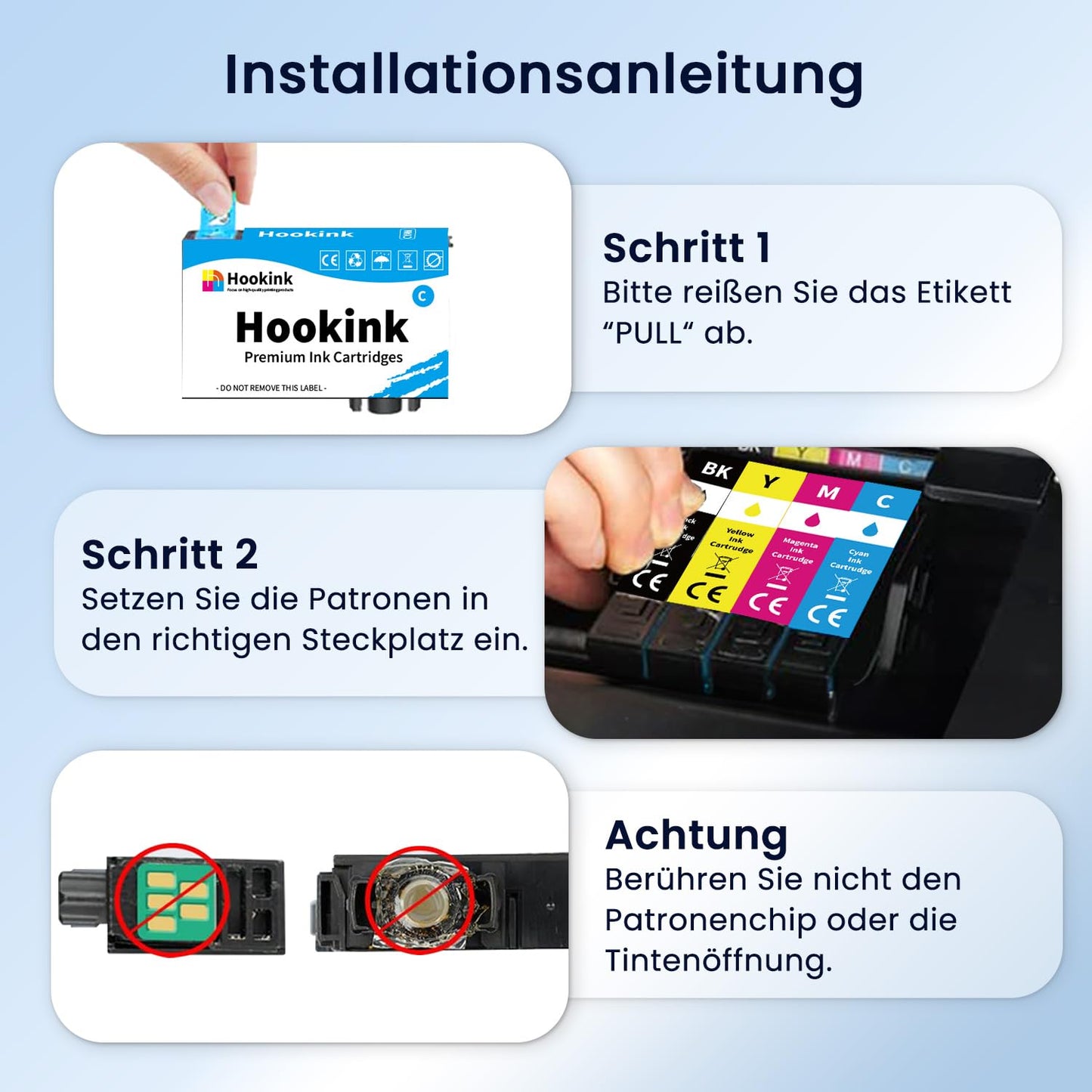 Hookink 405XL multipack compatible for Epson 405 XL printer cartridges for Workforce Pro WF-3820 WF-3825 WF-4820 WF-4825 WF-4830 WF-7830 WF-7835 WF-7840 (3 black 1 cyan 1 magenta 1 yellow)