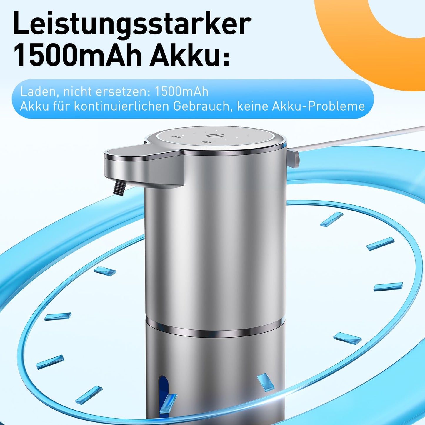 Fantictas automatic wall mounted soap dispenser with infrared sensor, 380ml electric soap dispenser without drilling, USB rechargeable, IPX5 waterproof for bathroom toilet kitchen - silver