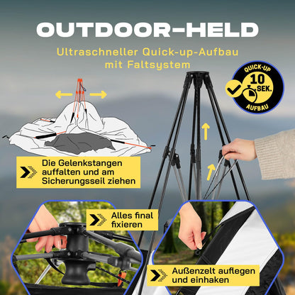 Where Tomorrow Pop up tent | 4 person tent with cooling effect | for camping, outdoor, festival & party | dome tent with sun protection & rain protection | lightweight & waterproof | bivouac