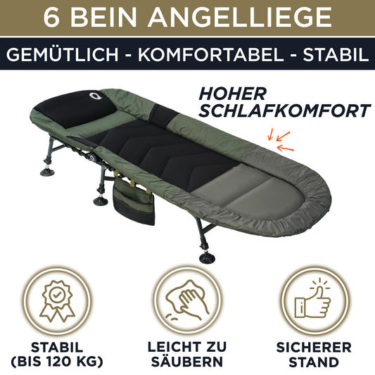 Q-Tac Carp Bed [Stable, Comfortable & Easy to Clean] - Fishing bed with extra-large mud feet, camp bed, carp fishing bed, camping bed
