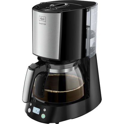Melitta Enjoy Top Timer - Filter Coffee Machine - with glass carafe - Timer function - Drip stop - 10 cups - Black (1017-11)