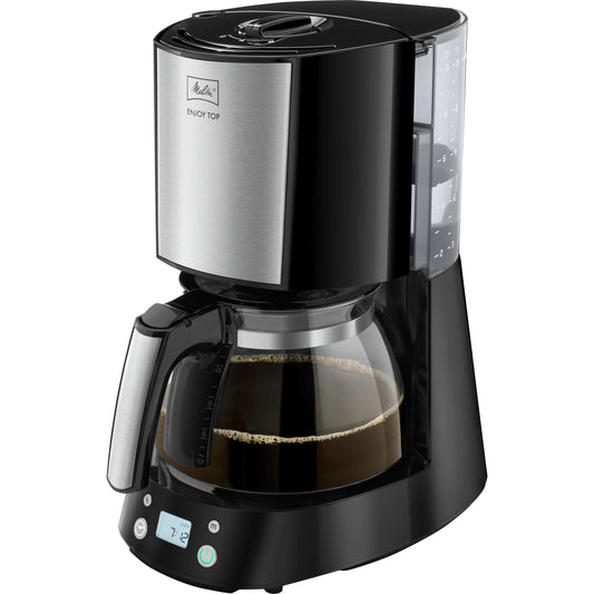 Melitta Enjoy Top Timer - Filter Coffee Machine - with glass carafe - Timer function - Drip stop - 10 cups - Black (1017-11)
