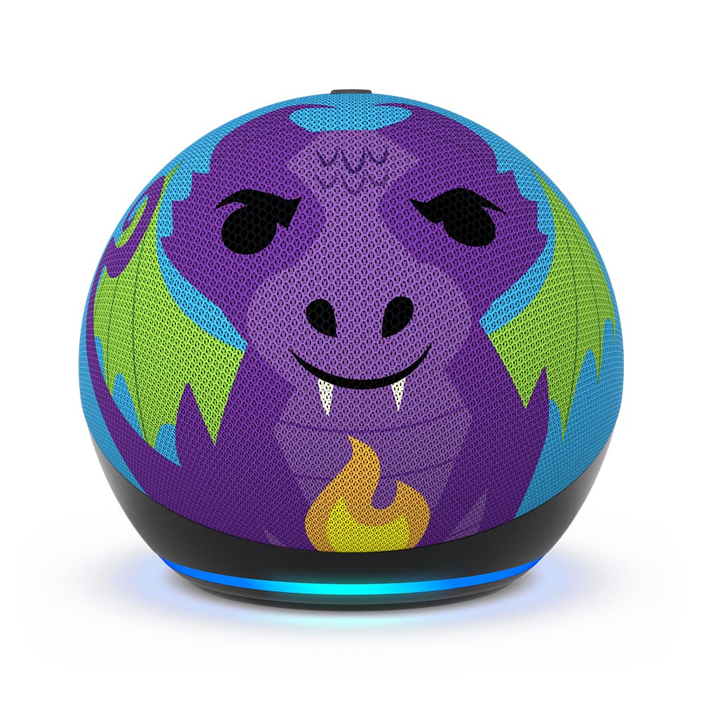 Echo Dot Kids (Latest Generation) | Smarter Wi-Fi and Bluetooth speaker with Alexa | 1 year of Amazon Kids+ content included | Dragon design
