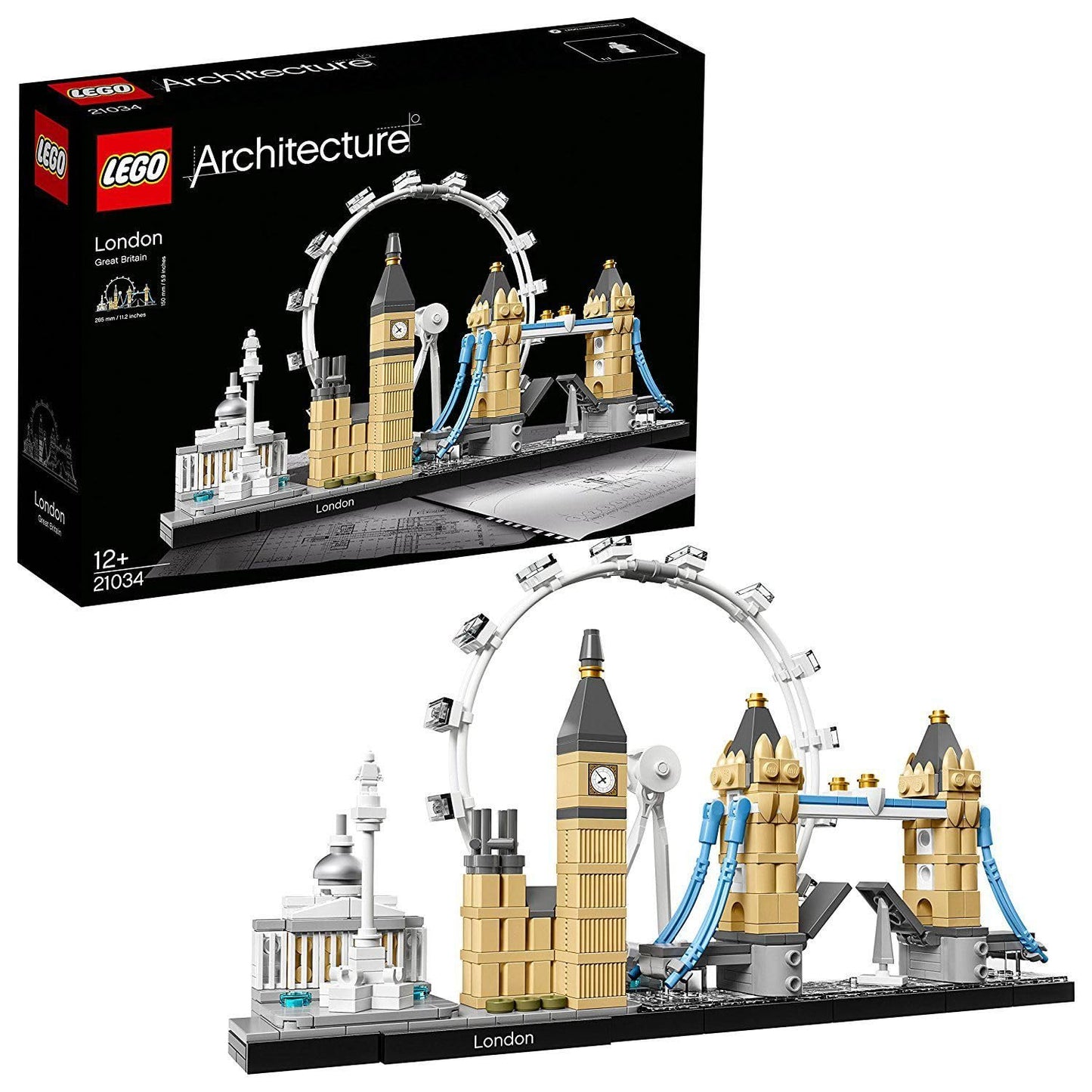 LEGO 21034 Architecture London Skyline model building set, includes London Eye, Big Ben, Tower Bridge, ideal for home or office decoration, great gift for collectors.