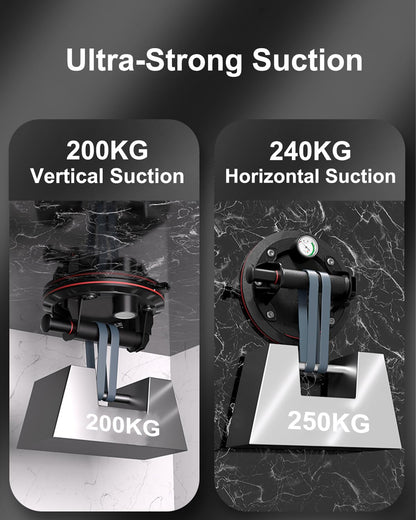 2 pack 8" Vacuum Suction Cup with Manometer Tile Lifter, Glass Lifter, Load Capacity up to 250 KG, Suction Cup for Tiles, Glass, Laminate, including Portable Tool Box