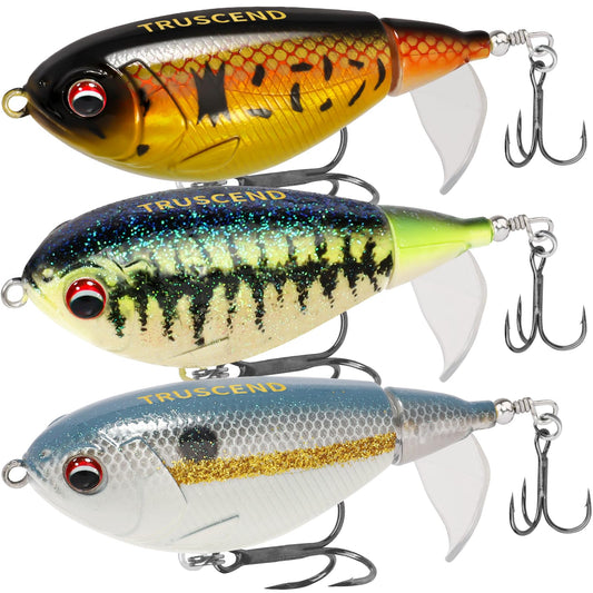 TRUSCEND Bass Trout Lures, double floating, rotating tail Whopper bait, sweet & saltwater, lifelike allure, fishing gifts for men