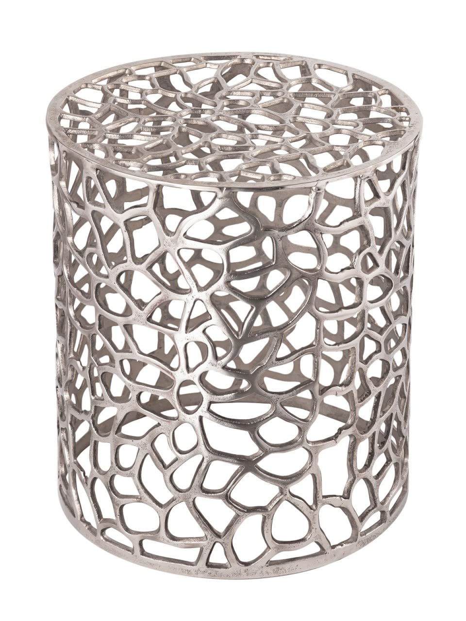 Creative living side table made of metal, decorative table Ø 40 x 45 cm round Agadir Silver or Gold Aluminum Coral Design, Extra wide
