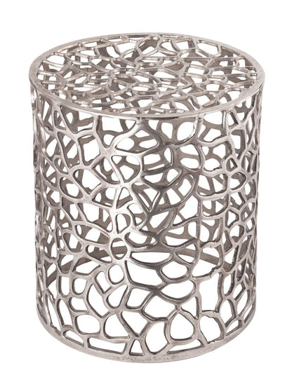 Creative living side table made of metal, decorative table Ø 40 x 45 cm round Agadir Silver or Gold Aluminum Coral Design, Extra wide