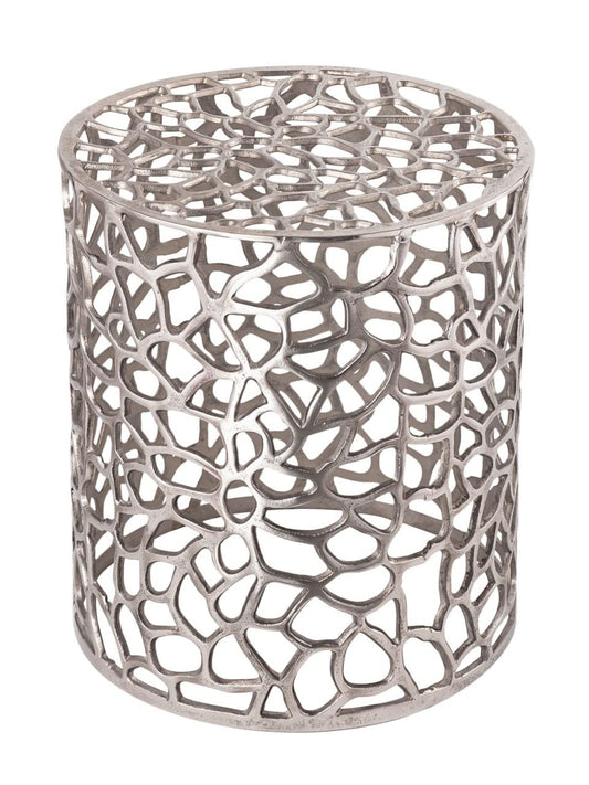 Creative living side table made of metal, decorative table Ø 40 x 45 cm round Agadir Silver or Gold Aluminum Coral Design, Extra wide