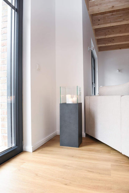 VIVANNO windlight column candle holder decorative lantern Candela concrete look anthracite 80 cm high