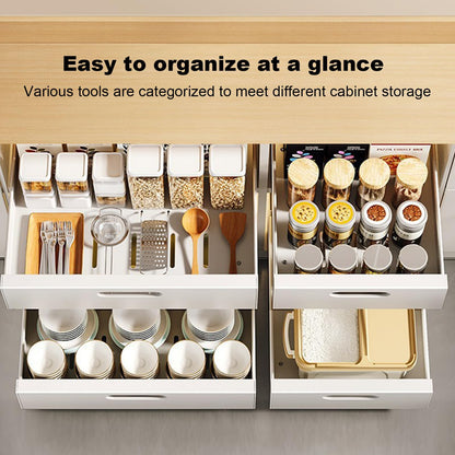 IGTOPS 2 Piece Telescopic Drawer, Extendable Drawer Storage Shelves for Kitchen Cabinets, Extendable Pull-out Drawer, No Drilling or Nailing Required (White, 25cm)