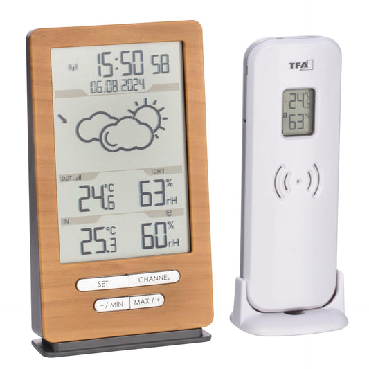 TFA Dostmann Wireless Weather Station Xena, 35.1162, with outdoor sensor, indoor and outdoor temperature, weather forecast, including radio clock, humidity, for standing/hanging.