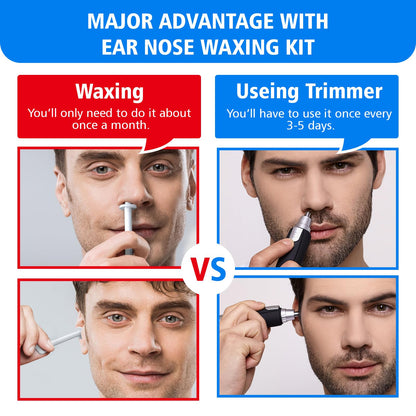 Wokaar Nose Hair Waxing Kit for Men and Women, 120g of hypoallergenic wax, 30 applicators, nose and ear hair removal wax, easy nostril waxing kit, 15 balm cloths.