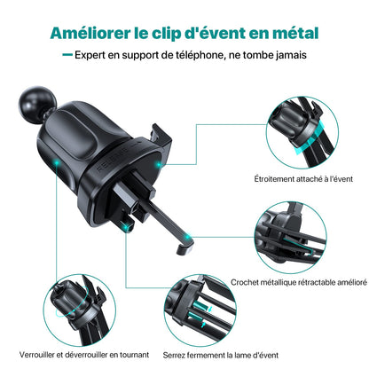 Miracase phone holder with 6 strong magnets, 2 metal plates, universal 360° magnetic car phone holder for iPhone, Samsung, Huawei smartphones.