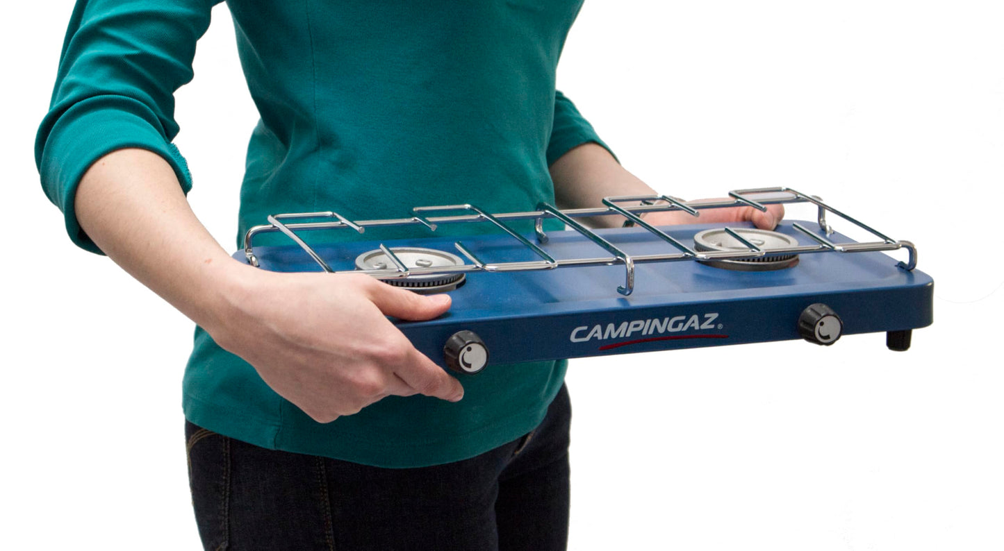 Campingaz Base Camp compact outdoor camping stove, gas stove 2 burners, tabletop stove 3,200 watt, Blue, One size