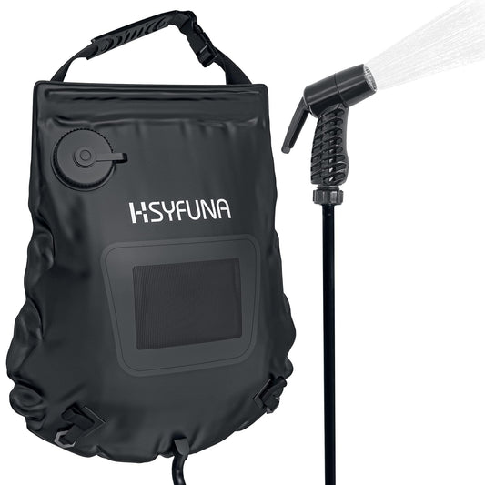 HSYFUNA Camping Shower, 5 Gallons/20L with Temperature Display Solar Shower Camping, Hot Water 45°C Camping Shower Outdoor, for Hiking Climbing