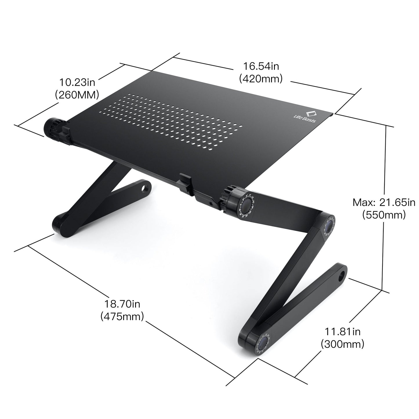 LifeBasis Laptop Stand Foldable Fully Adjustable Notebook Stand Aluminum Alloy Portable Bed Breakfast Tray Book Stand for Ultrabook Notebook up to 17", Black PACKAGING