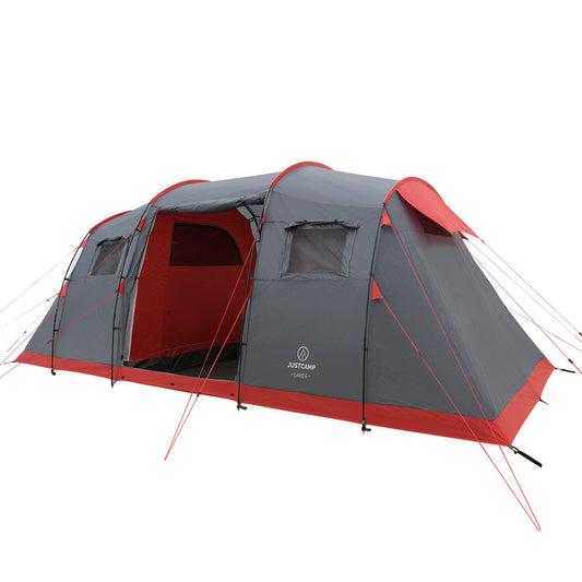 Justcamp Lake 6 Camping Tent, family tent for 6 people, 2 sleeping cabins, tunnel tent with standing height, large, stable, waterproof for festivals, XXL dome tent, portable with carrying bag, tent for families.