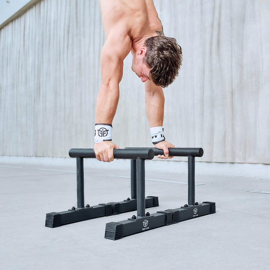 Eric Flag - Parallettes Push Up Bars, Parallettes Calisthenics Steel Non-Slip - Calisthenics Equipment for Gym, Strength Training, Bodyweight - Handstand Bars (Square Style)