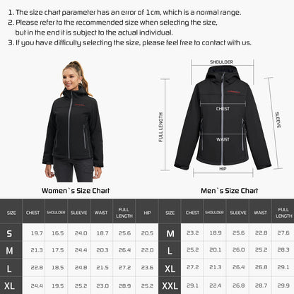 CONQUECO Heated Jacket for Women, Electric Heated Coat Waterproof Windproof with Battery for Outdoor Work and Daily Wear.