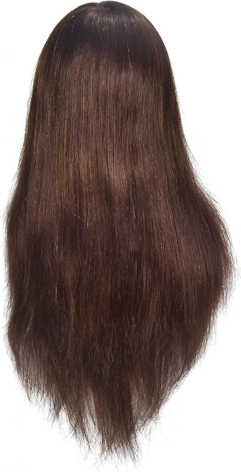 Practice head with 100% real hair, for professional styling, hairstyling, makeup practice doll, with screw clamp.