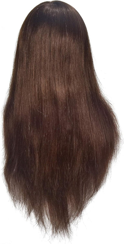 Practice head with 100% real hair, for professional styling, hairstyling, makeup practice doll, with screw clamp.