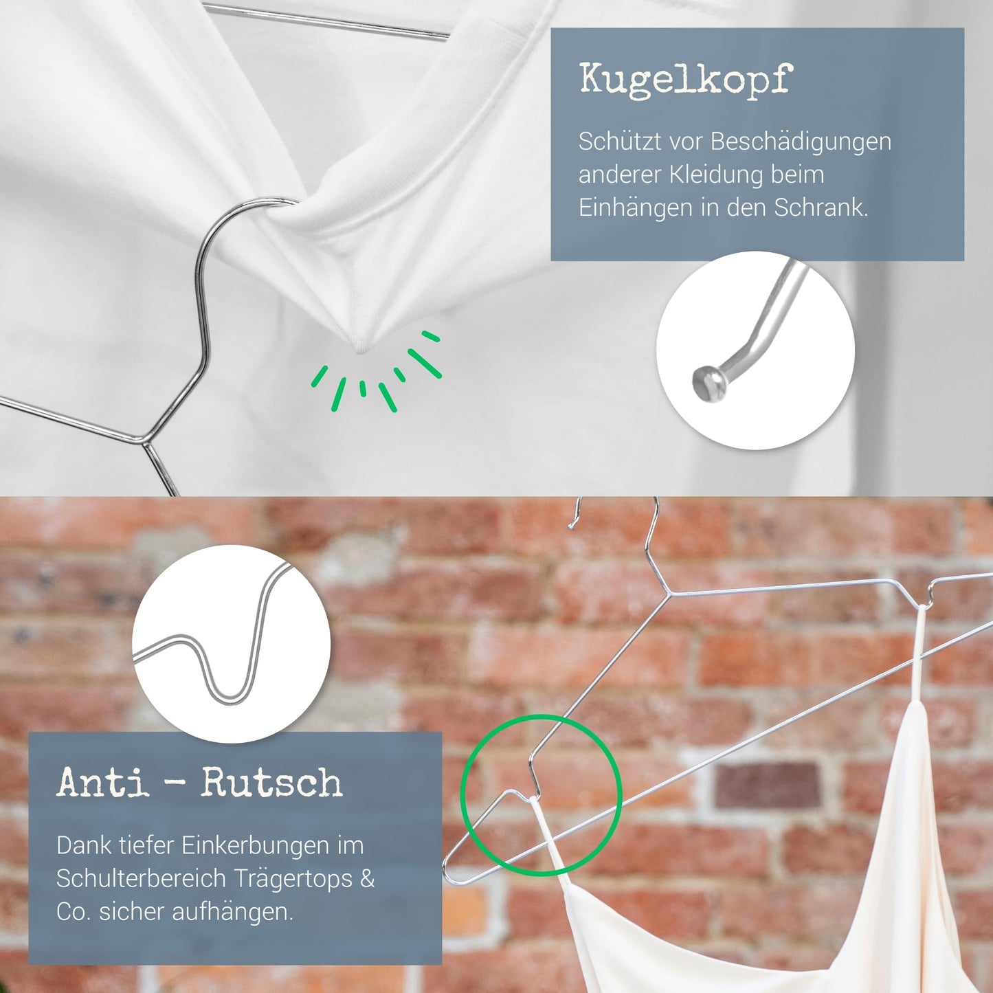 ROW&LINE® - Children's hangers (30 cm) - 10 pieces (beige) - space-saving baby hangers - sturdy for heavy clothing - wire hangers for organization & uniform look in the closet