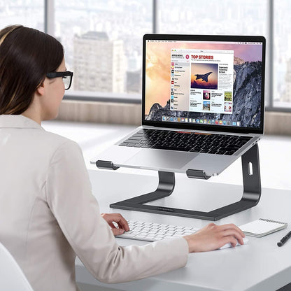 OMOTON Laptop Stand, Notebook Stand with Ventilation, Universal PC Riser Ergonomic Laptop Holder Aluminum for Laptops in 10-15.6 inches like MacBook Pro/Air, HP, Dell, Lenovo, Huawei, Black