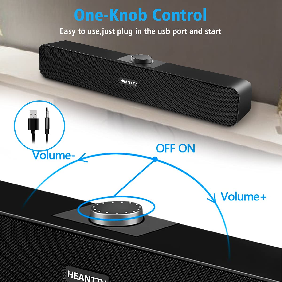 PC speakers, pc speakers, 3.5mm aux, 2.0 USB 3W*2 Wired Powered with 2 diaphragms Wired soundbar with stereo, speakers for pc, notebook, desktop, laptop, smartphone