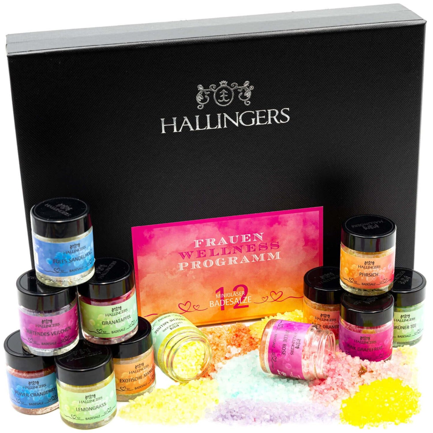 Hallinger's Women's Wellness Program - 12-pack bath salt gift set with Dead Sea salts - Christmas gift ideas & gifts Advent calendar | Congratulations New Home