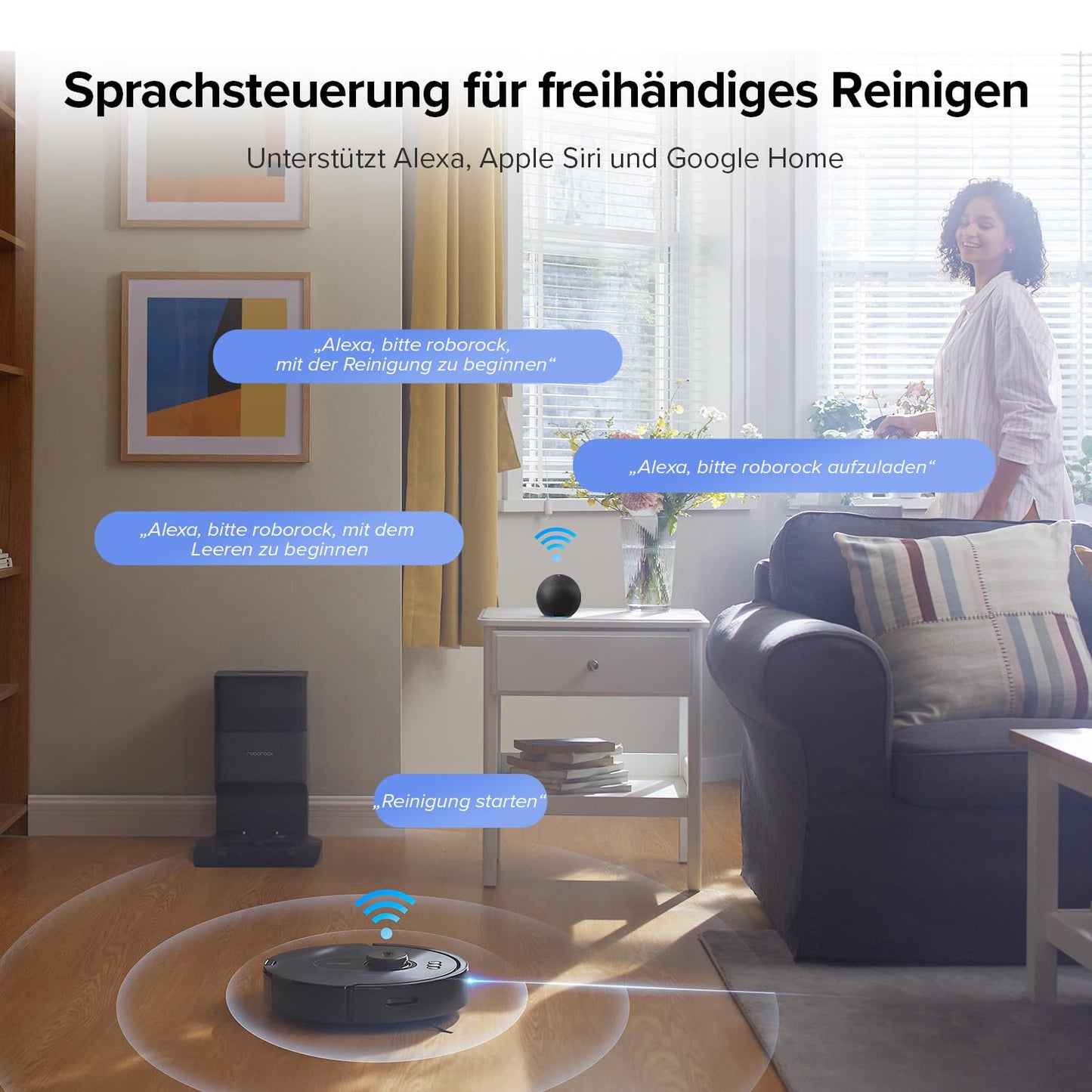 roborock Q5 Max+ robot vacuum with automatic dust disposal, 5,500 Pa suction power, DuoRoller brush, up to 7 weeks hands-free cleaning, PreciSense LiDAR navigation, app & voice control, black.