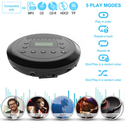 Portable CD Player, MONODEAL Rechargeable CD Player with Built-in Speakers, Discman CD Player for Kids/Car/Students/Adults, Anti-Skip CD Player with Headphones
