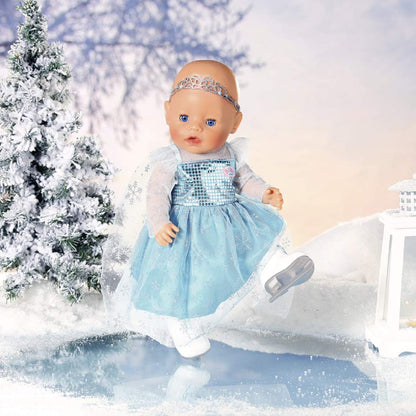 BABY Born & Ice Princess Set 43 cm - Blue doll dress for 43 cm dolls with silver tiara and doll ice skates, 832257, Zapf Creation