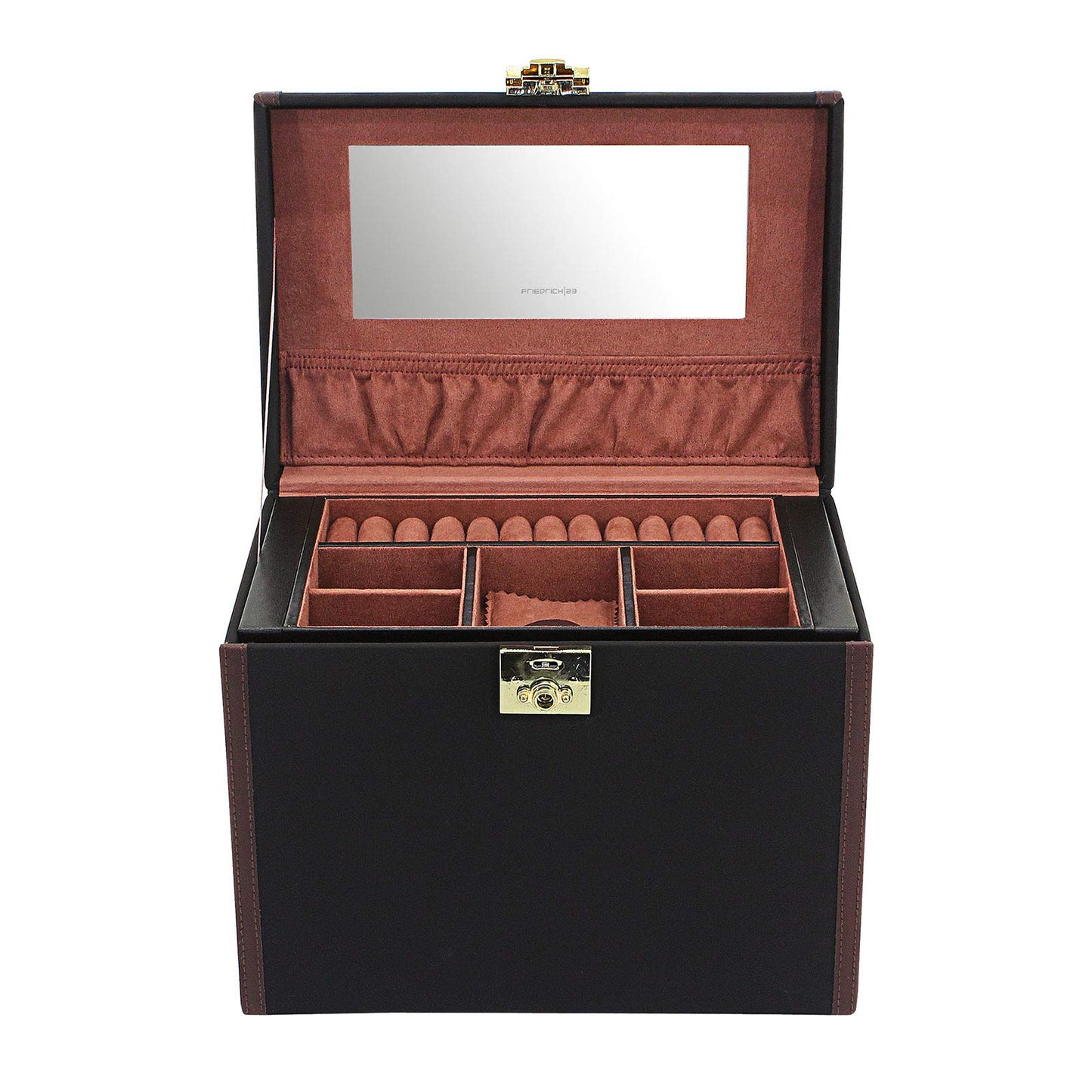 Friedrich23 Jewelry Box - Jewelry and Watch Case Copenhagen 2.0 Microfiber in black - Drawers and hinged door