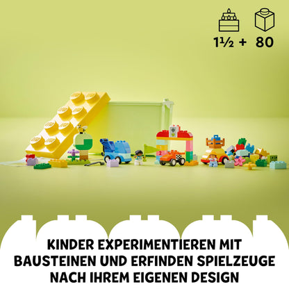 LEGO DUPLO Bricks Box Cars and Trucks - Educational toy for boys & girls from 1 year old - Toy for toddlers with 1-2-3 bricks, 2 figures and 3 vehicles for playing and building - Gift - 10439