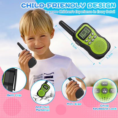 Walkie Talkie Kids 3-pack, Apkezel Walky Talky with 1000mAh rechargeable battery, long range 3km walkie talkie radios with VOX flashlight for outdoor, camping, hiking.
