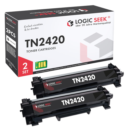 Logic-Seek 2 Toner XL replaces Brother TN2420 TN2410 double pack 2X 3,000 pages for Brother HL-L2350DW HL-L2370DN HL-L2375DW HL-L2310D MFC-L2710DW.
